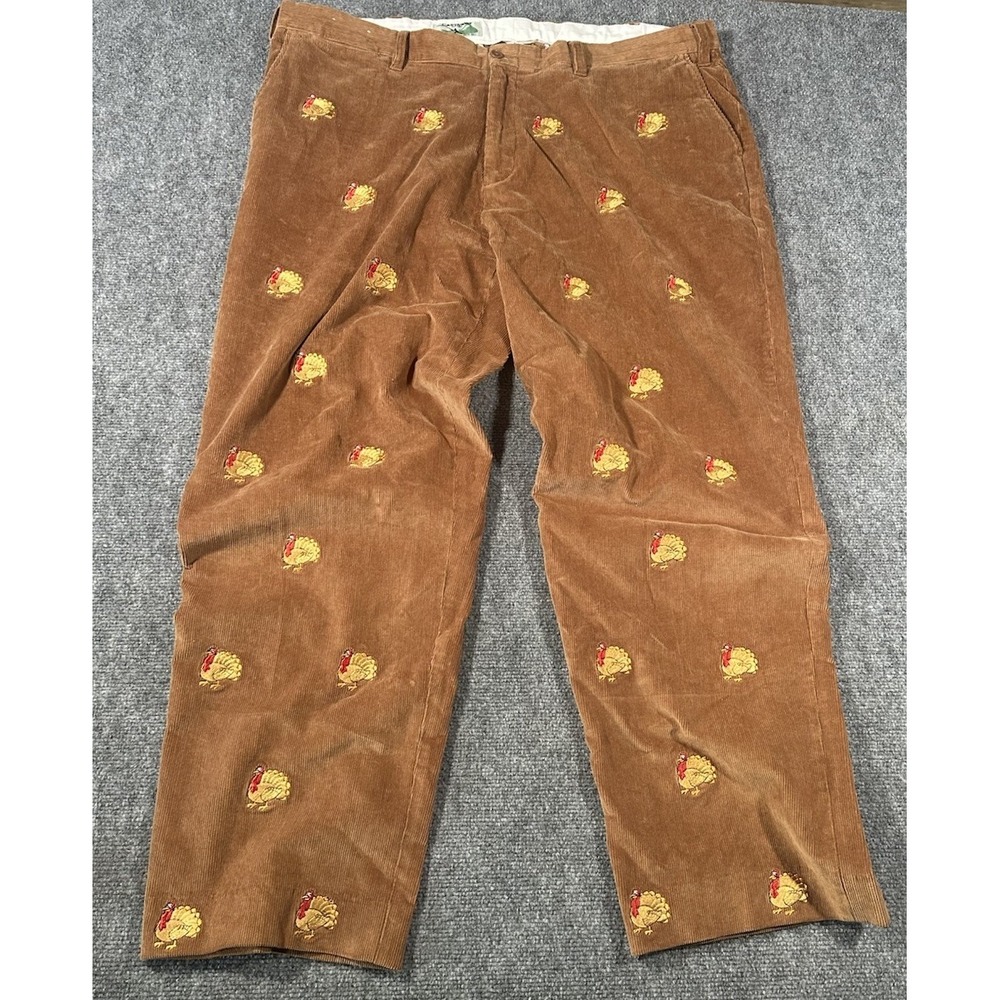Castaway Nantucket Men's 44x32 Brown Corduroy Turkey Thankgiving Pants EUC